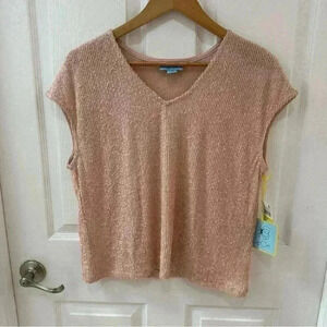 Cece‎ Ladies Blush Sleeveless Sequin Dressy Blouse V Neck Size Medium NWT